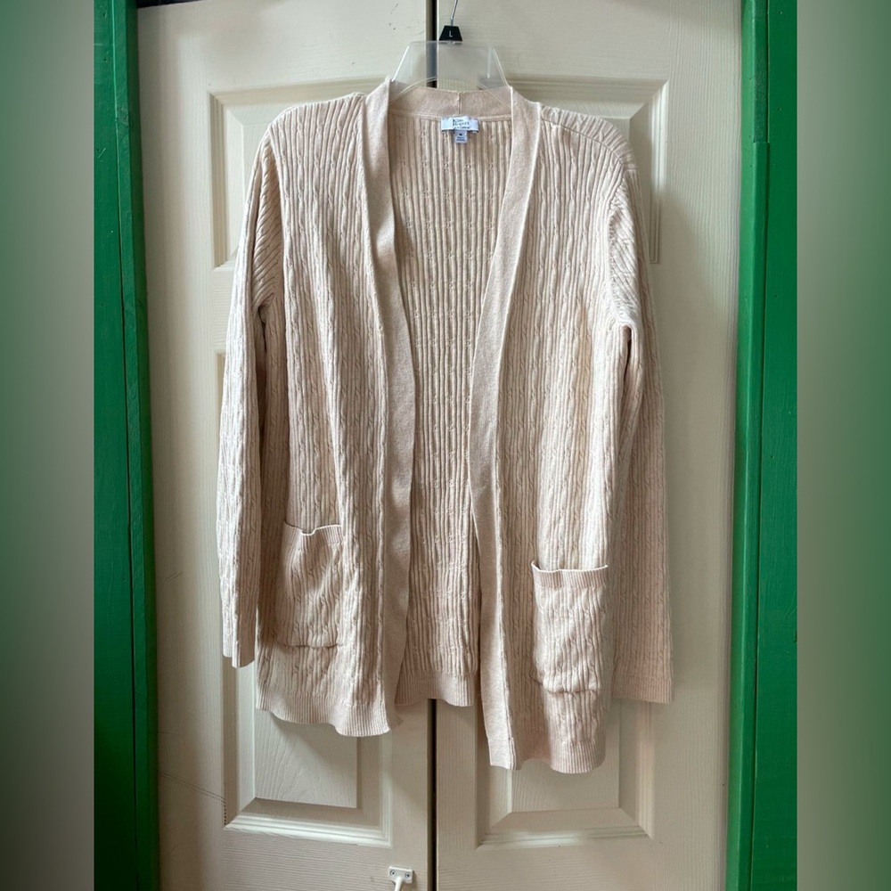 Kim Rogers Cream Textured Open Front Cardigan